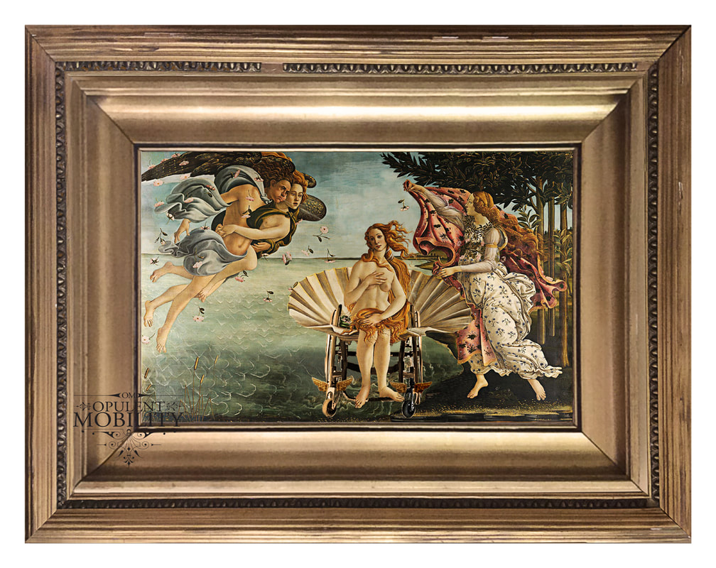 Wheelborne Venus is the artist Gini's version of a classic Botticelli painting 